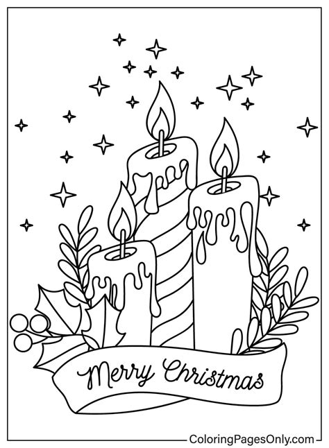 Christmas Candles With Face Coloring Pages