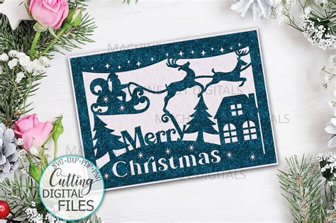 Download Christmas Card Papercut Laser Cut Commercial Use DXF Files