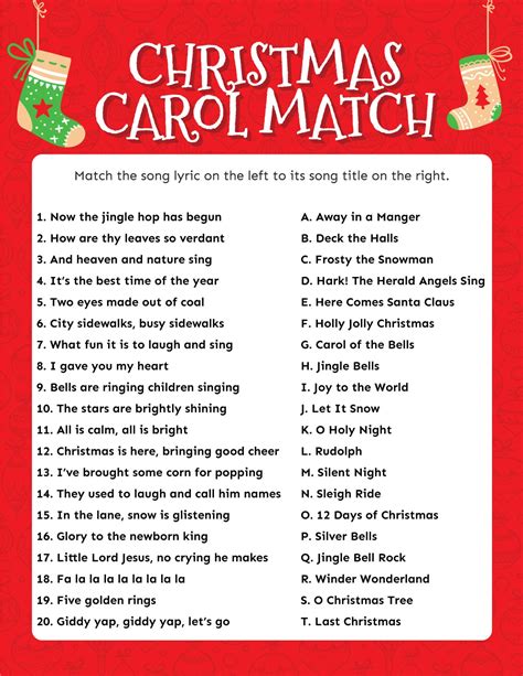 Christmas Carol Games Printable With Answers