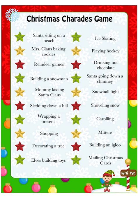 Christmas Charades Game Printable