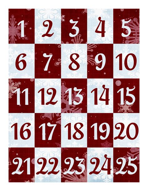 Christmas Countdown Numbers Printable