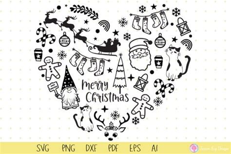 Spread the Festive Cheer with Our Stunning Christmas Heart SVG Collection - Get Creative this Holiday Season!