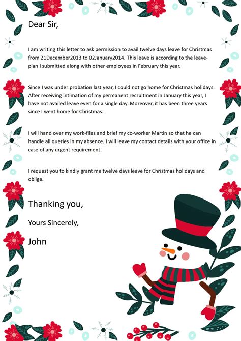 Christmas Holiday Letter Template