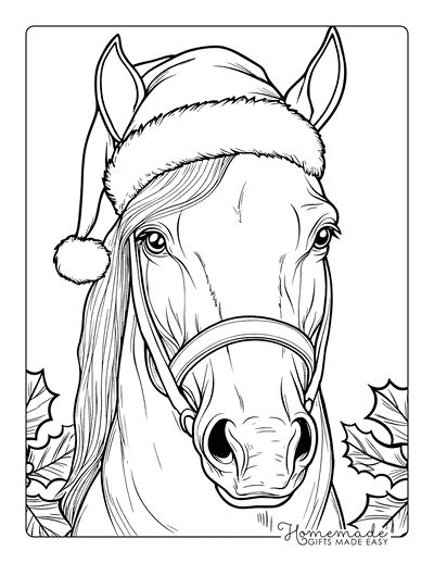 Christmas Horses Coloring Pages