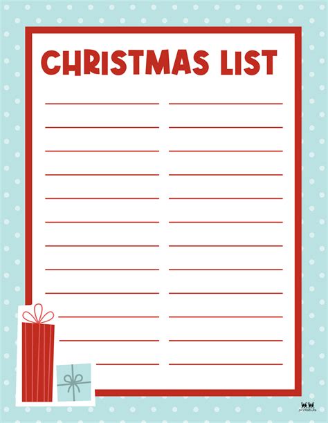 Christmas List Outline