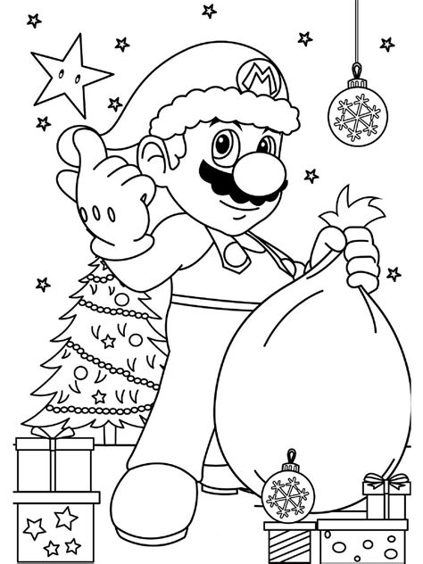 Christmas Mario Coloring Pages