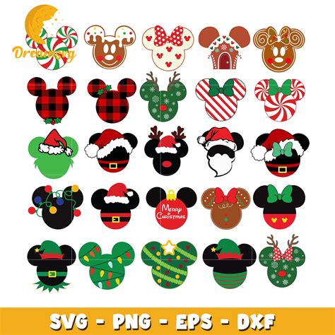 Spread Holiday Cheer with a Festive Christmas Mickey Head SVG - Bring a Touch of Disney Magic to Your Festivities!