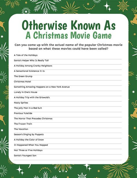 Christmas Movie Trivia Game Printable