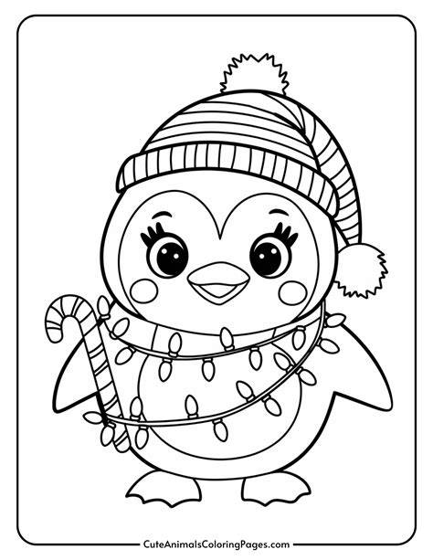Christmas Penguin Color Page