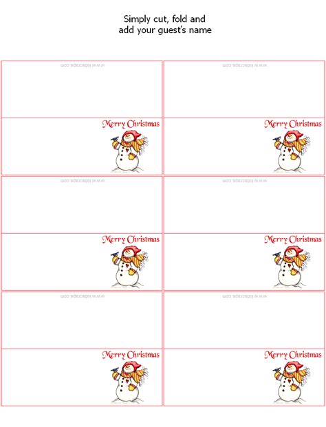 Christmas Place Setting Cards Templates