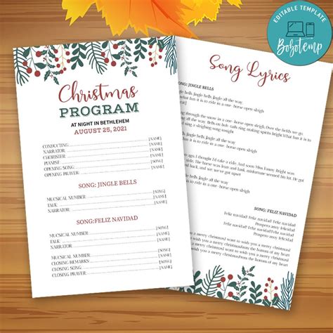 Christmas Program Template Printable