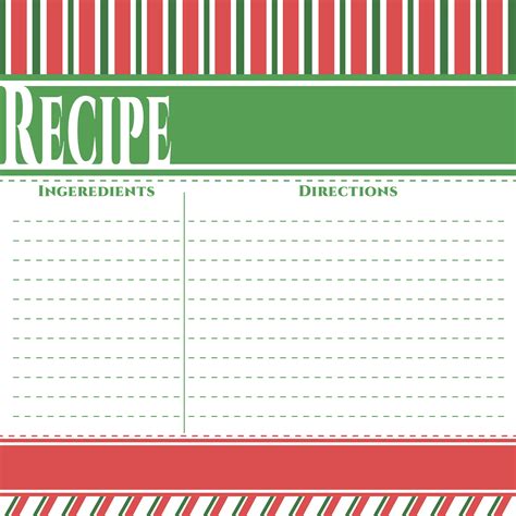 Christmas Recipe Card Template Free