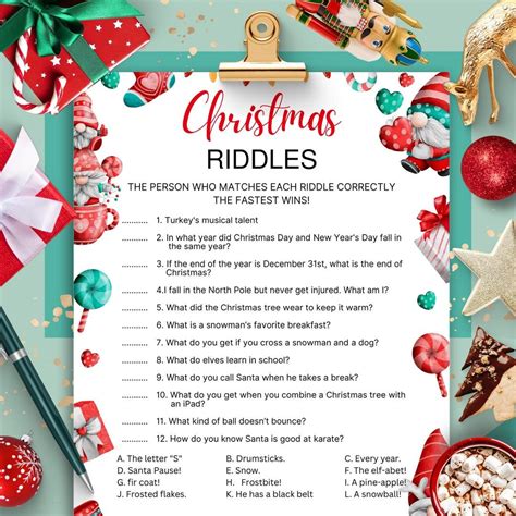 Christmas Riddles Printable Christmas Games With Answers