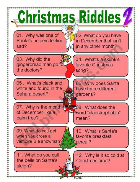 Christmas Riddles Printable With Answers