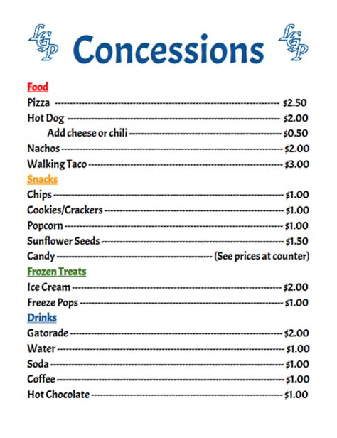 Christmas Spectacular Concession Prices 2023