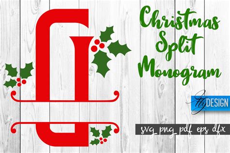 Create Festive Magic with Elegant Christmas Split Monogram SVG Designs!