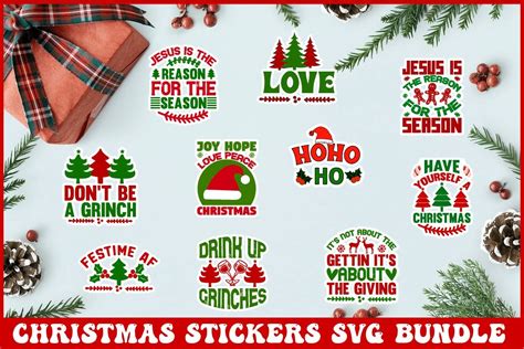 Download Christmas Stickers Bundle Cricut SVG DXF Files