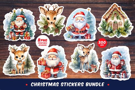Download Christmas Stickers Bundle Files Free PSD Mockups