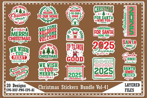 Download Christmas Stickers Bundle Silhouette For Crafts