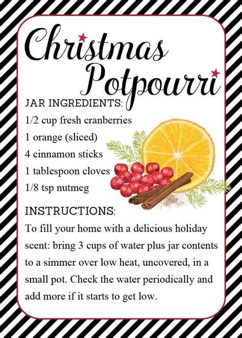 Christmas Stovetop Potpourri Recipe And Free Printable Gift Tag