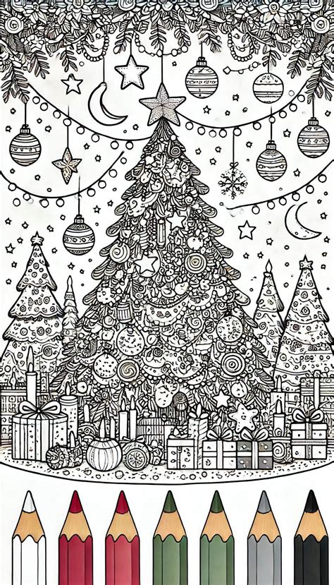 Christmas Tree Christmas Coloring Pages For Adults Printable