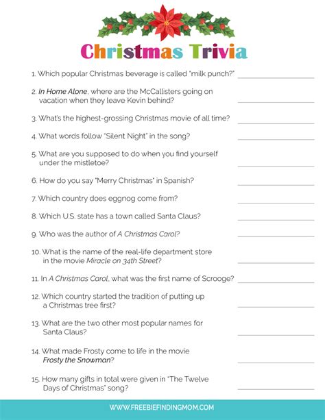 Christmas Trivia For Kids Printable
