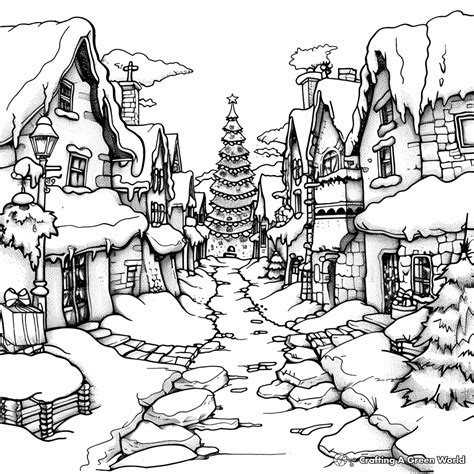 Christmas Village Coloring Pages For Adults