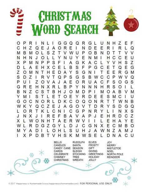 Christmas Word Find Printable Free