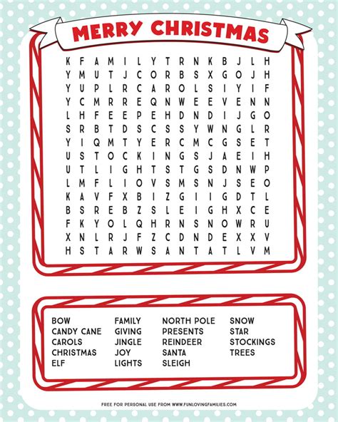 Christmas Word Finds Free Printable