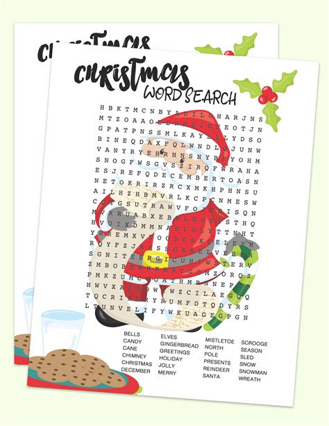 Christmas Word Search Free Printable Pdf