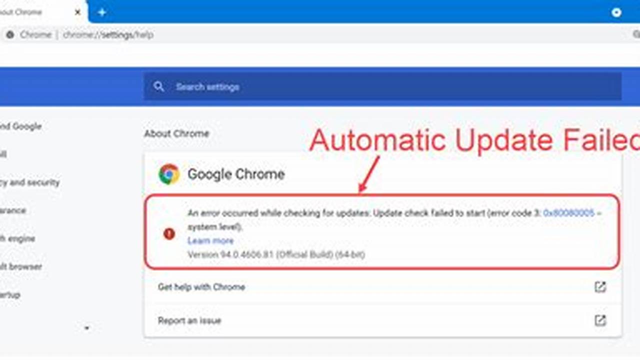 Chrome Update Check Error 2024
