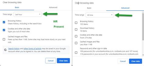 Chrome’s Clear browsing data may default to the Select a time range option