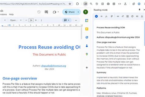 Chrome’s Reading Mode Integration with Google Docs