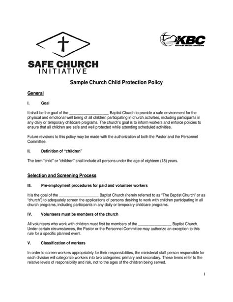 Church Child Protection Policy Template