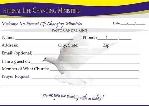 Church Visitor Card Template Word Sample Design Templates