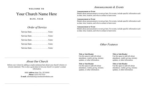 Church Bulletin Templates Free Download