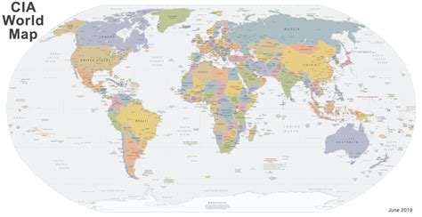Central Intelligence Agency (CIA) Map of The World, June 2012 eBay