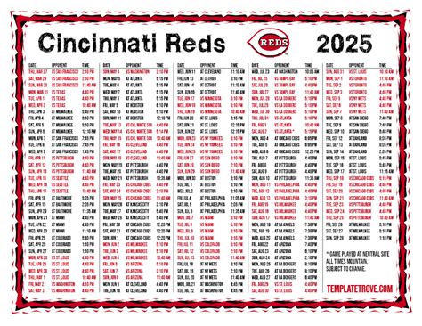 Cincinnati Reds Printable Tv Schedule