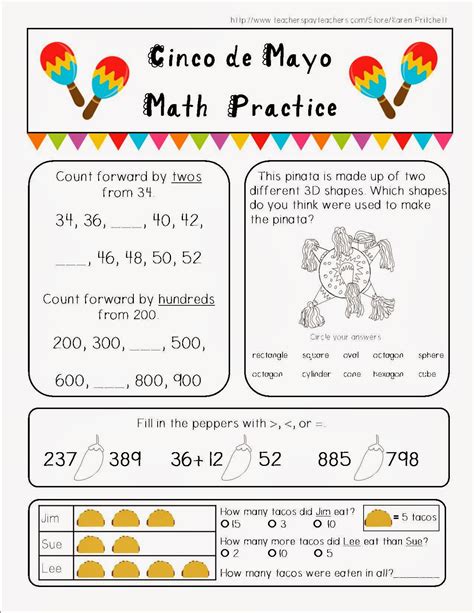 Cinco De Mayo Math Worksheet