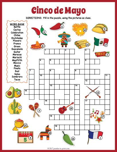 Cinco De Mayo Crossword Puzzle Printable