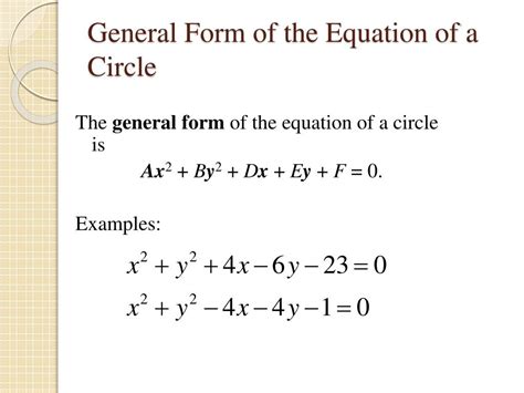 Circle Equation General Form
