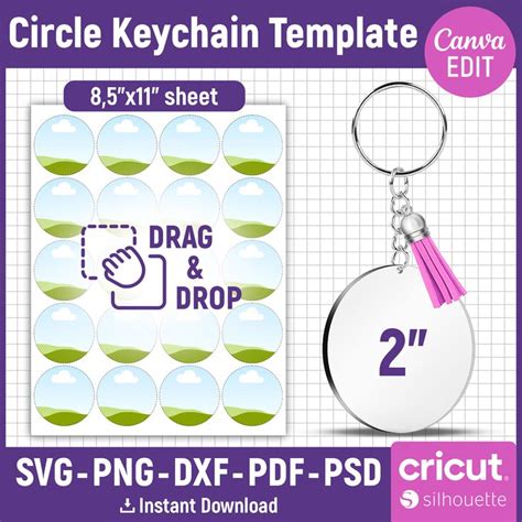 Download Circle Keychain Sublimation Silhouette DXF Files