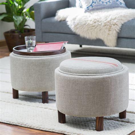 Mainstays Jacquard Fabric Round Storage Ottoman