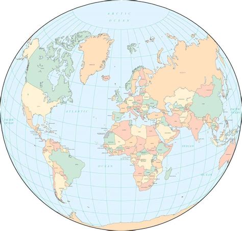 Round World Map Image Tourist Map Of English