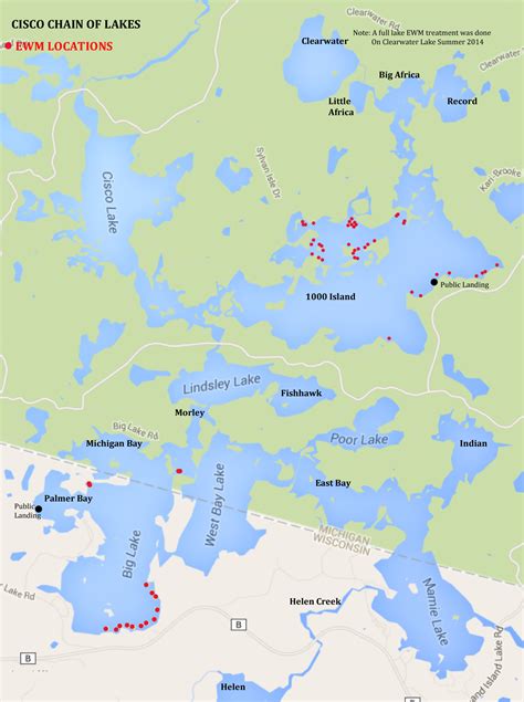 Cisco Chain of Lakes Wisconsin Michigan Art Map Print by Etsy