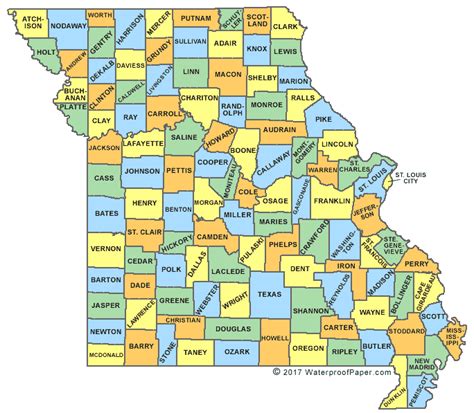 Missouri County Map Region County Map Regional City