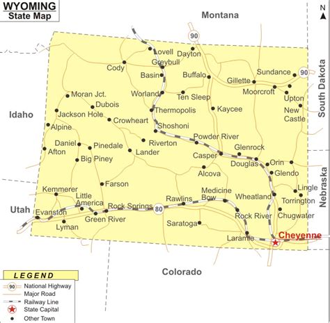Map of Wyoming Cities Wyoming Road Map