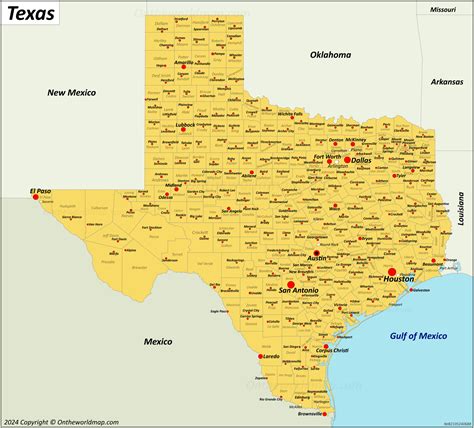 Large roads and highways map of Texas state with all cities Vidiani