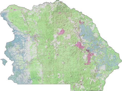 Topographic map of Citrus County, Florida Florida