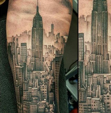 70 City Skyline Tattoo Designs For Men Downtown Ink Ideas